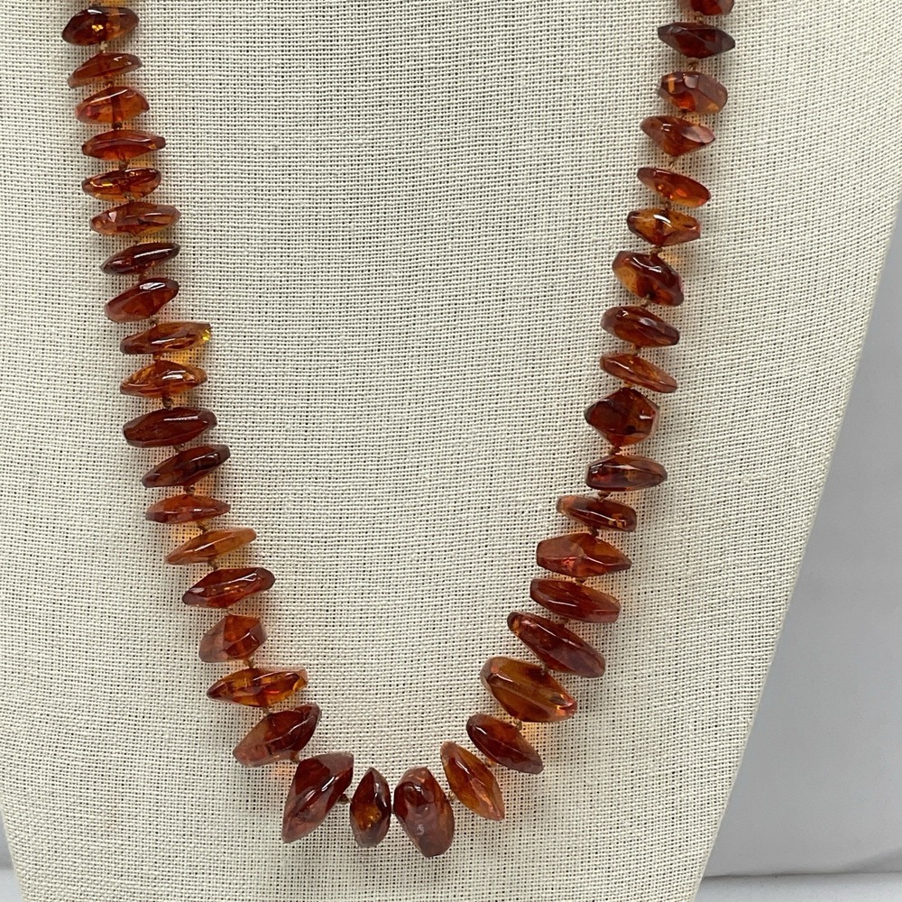 Vintage Baltic Amber Graduated Nugget Necklace Cognac ‎ 70g Endless Strand 28 in
